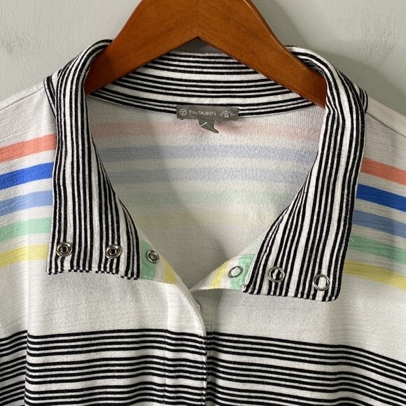 Talbots T by Talbots Striped Slub French Terry Pullover Sweater Top Long Sleeve - Picture 5 of 16